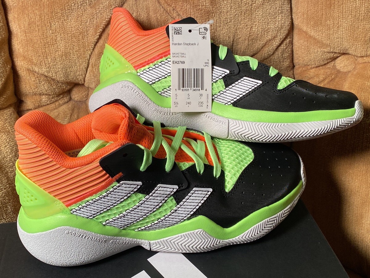 Adidas Boys Harden Stepback J Basketball Shoes Black Coral Green