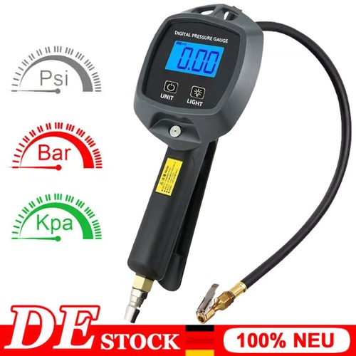LCD Digitale Druckluft-Reifenfüllpistole Digital Luftdruckprüfer 0-18 Bar NEW
