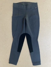 KERRITS Flow Rise Fleece-Lined Knee Patch Tight Black Gray Women’s Medium 27x25