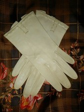 5 5.5 Leather Gloves Ivory White Butter Soft  Silk Scarf