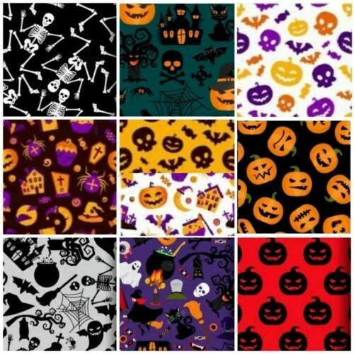 Halloween Tela Algodón Decoración Dije 40 Piezas Paquete Lote 5" CUADRADOS Acolchado Precortado Foto 2 de 4