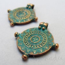 Mariner's Compass 27mm Antiqued Copper Blue Patina Charms C5862 - 2, 5 Or 10PCs