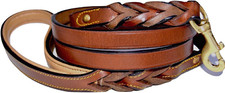 Leather Braided Dog Leash,6 Foot Full Grain Leather Lead