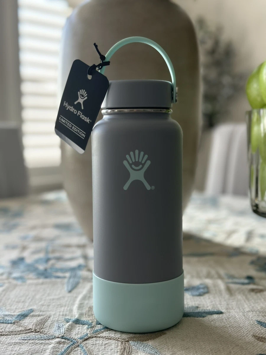 Hydro Flask 32 oz Wide Mouth Bottle Limited Edition Gray Grey Teal Flint  RARE