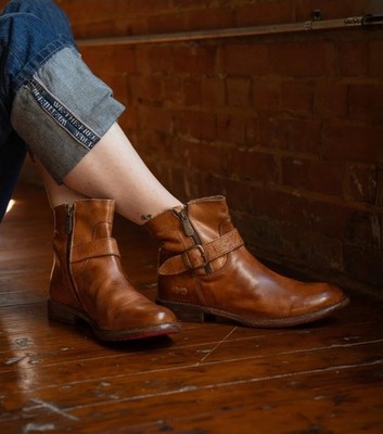 NEW Bed Stu Becca 10 Tan Rustic Leather Zip Side Boots Ankle Booties $285