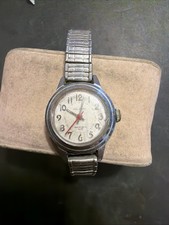 Orologio Meccanico AM88 Helbros Lady Funzionante Cinturino Elastico SilverTone Riparazione così com'è