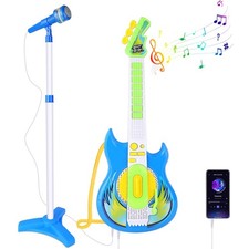 deAO Guitar and Microphone Set for Kids, Adjustable Height Miniature