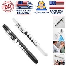 Compact 2 Pcs Reusable LED Penlights with Pupil Gauge for Nursing  Medical Use