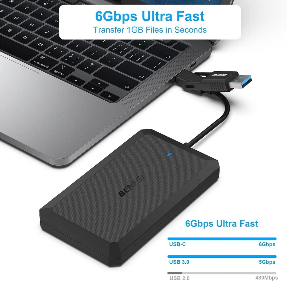 SSD External Enclosure 2.5 Inch SATA to USB Type-C and Type-A - Image 4 of 4