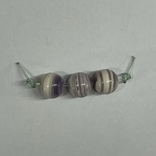 5063 Qty3 Light Purple Round 6mm Wampum Bead quahog