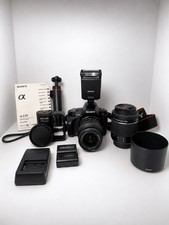 Sony Alpha a230 10.2MP Digital SLR Camera Lenses 18-55 55-200 Bag