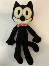 Vintage 1975 22 Felix The Cat with Bow Tie Plush Stuffed Animal