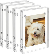 4 Stück Magnet Bilderrahmen, 12 x 7 Acryl-Kühlschrank-Bilderrahmen Klein, Doppel
