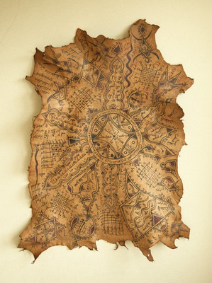 Nigerianischer Stamm Hausa Allo Kafi Gida Talismanisches Leder Zauber Ziegenfell
