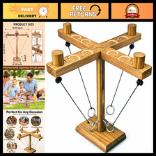 Wooden Hook and Ring Toss Game for Indoor Outdoor Party Play