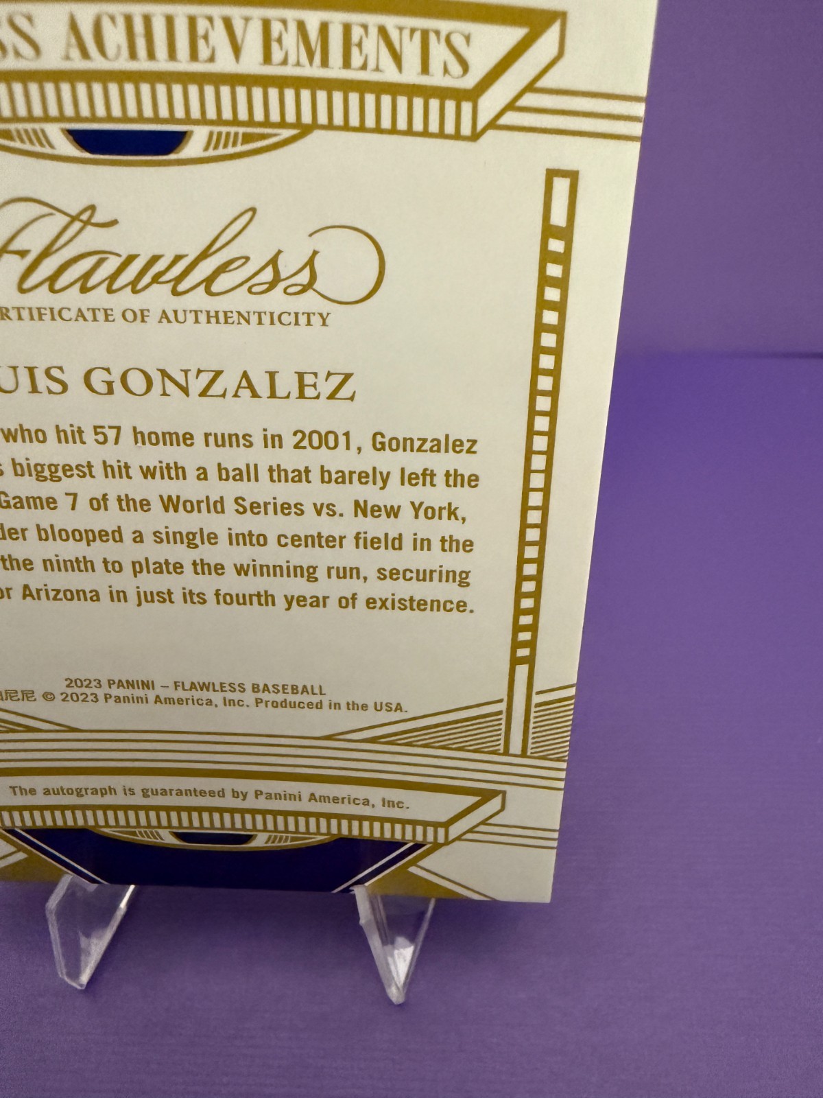 🔥 2023 Panini Flawless Luis Gonzalez Auto /25 #FA-LG DBacks NM 🔥 view 9