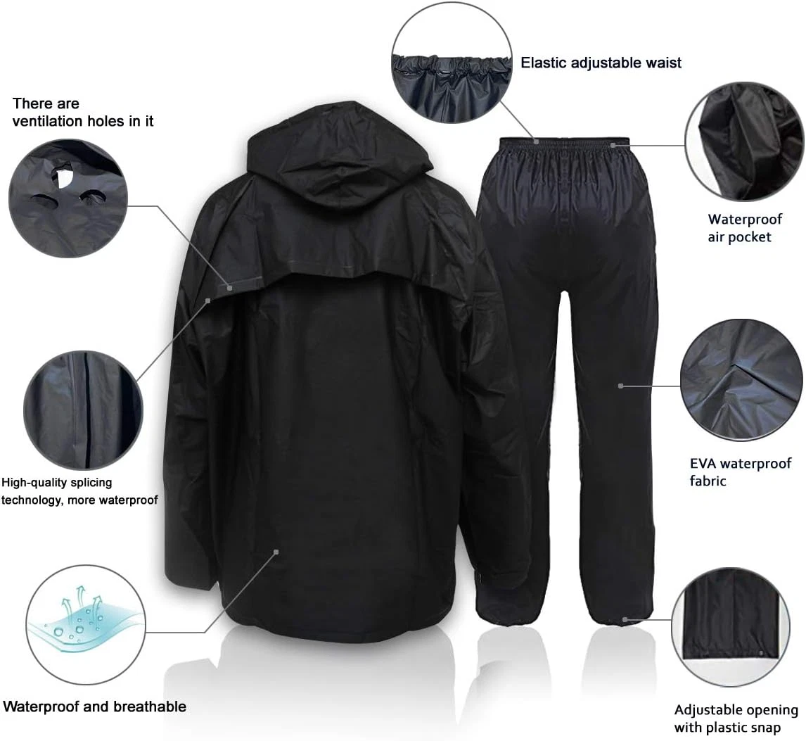 Traje Impermeable EVA Unisex Chaqueta y Pantalon Lluvia Ligero de Proteccion image 3
