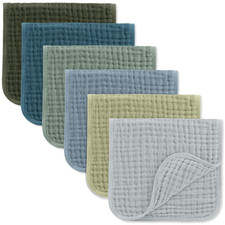 Muslin Burp Cloths 20" X 10", Pack of 6 - Large, 6-Layer, Ultra Absorbent 100 C