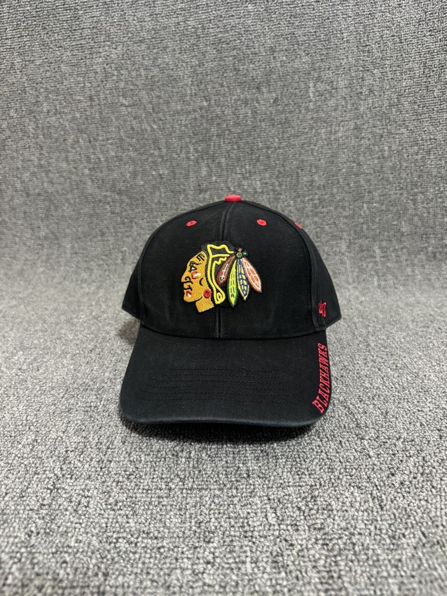 '47 Brand Chicago Blackhawks Dad Hat Strapback Black Curved Brim NHL Cap