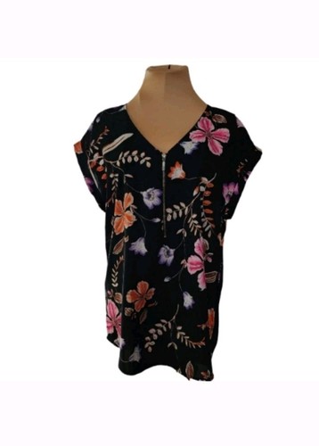Camicetta donna Philosophy nera media floreale