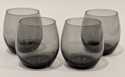 Set of 4 Vintage Smoke Grey Roly Poly Cocktail Glasses MCM Round 12 oz ...