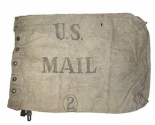 Good Vintage 9-64 Domestic US Mail Bag 2 Heavy Canvas w. Leather 36  X 24  Flat