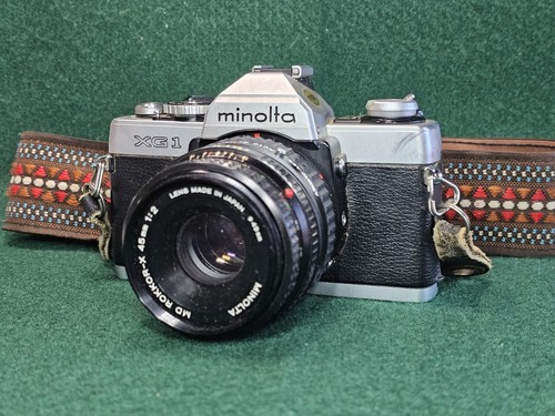 ! Minolta XG-1 Camera w/ MD Rokkor-X 45mm 1:2 Auto 2x Tele Converter M/MD Lens ! - Picture 2 of 10
