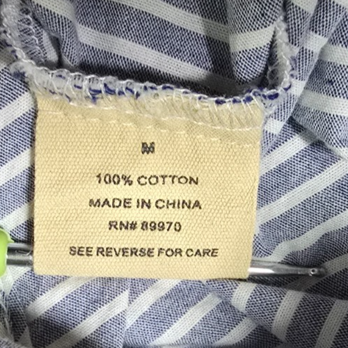 Love Notes Blouse M Button Up Tie Hem Stripe Blue Breathable Classic Long Sleeve - Picture 11 of 12