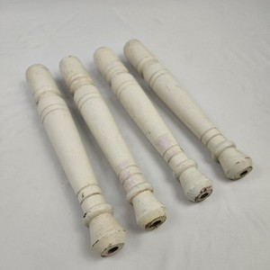 Salvaged Table Legs 13.75" Furniture Parts Vintage Painted Turned Wood Set Of 4