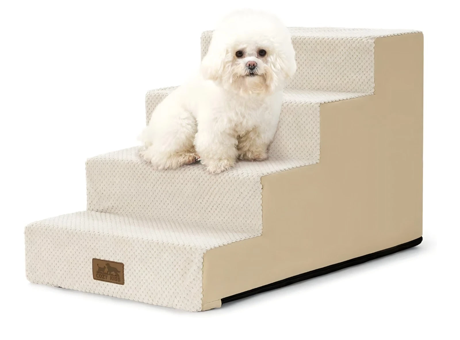 COZY KISS 4 Tier Pet Stairs for Small Dogs, Machine Washable, For Couch and Bed