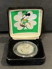 DISNEY 1991 MICKEYS LUCK One Troy oz .999 Fine Silver Irish Mouse