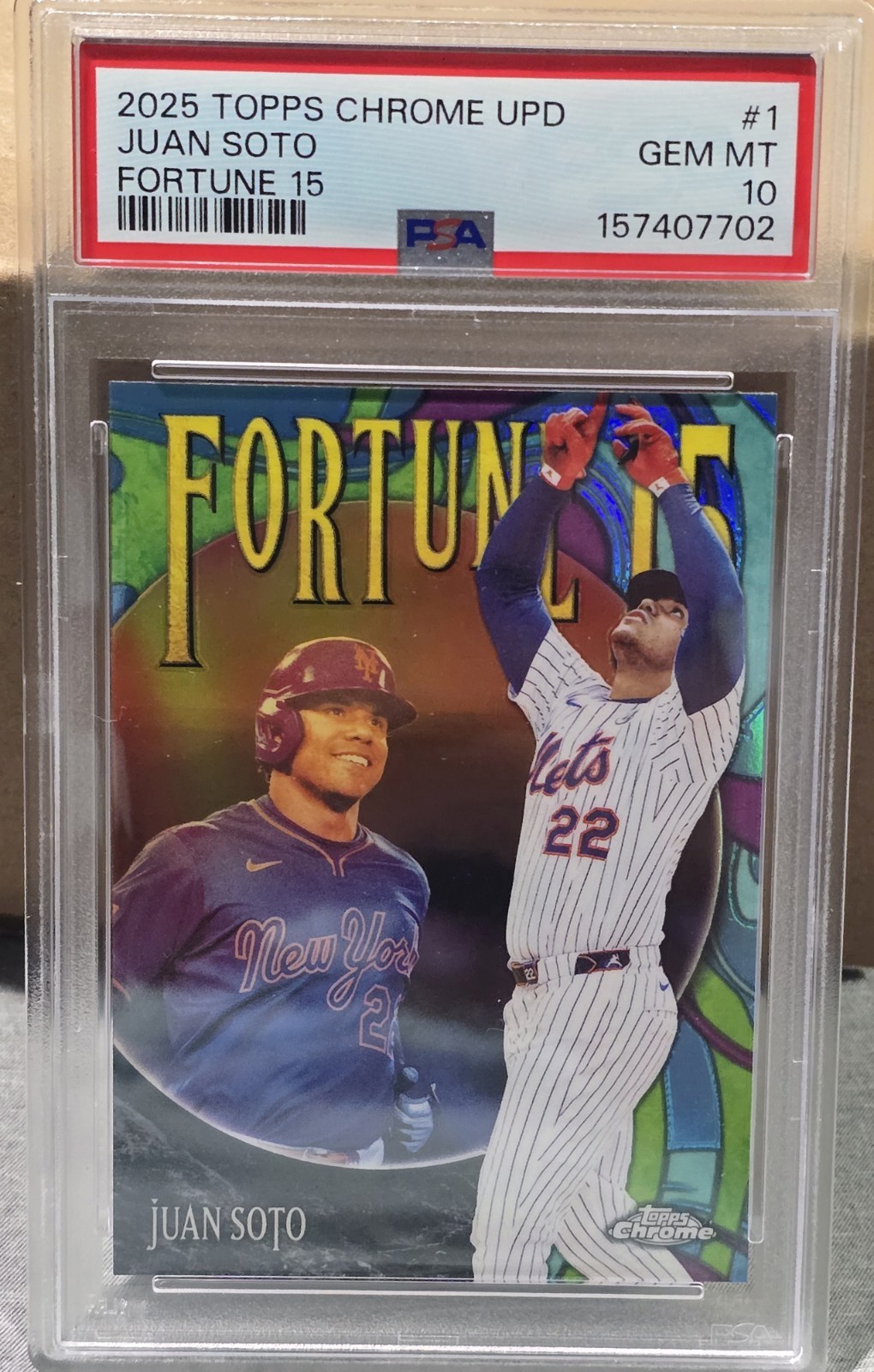 🔥  Juan Soto Fortune 15 2025 Topps Chrome Update #F15-1  NY Mets PSA 10 MInt view 2