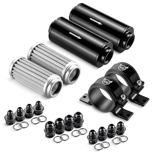  10 100 Micron Inline Fuel Filter Kit, Dual Stainless Steel Filters with Dual  - Picture 1 of 6