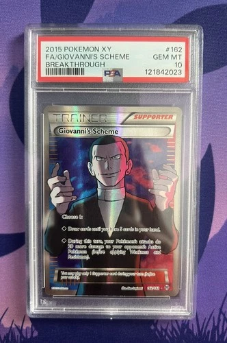 2015 POKEMON XY BREAKTHROUGH #162 FULL ART/GIOVANNI'S SCHEME PSA 10