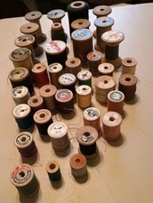 40 Vintage Wood Spools Of Thread Coat's Clark's Various Brands/Sizes/Colors 3