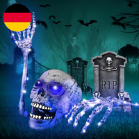 Skelett Totenkopf Set,Halloween Deko Outdoor Totenkopf Deko,Led Leuchtend Skelet