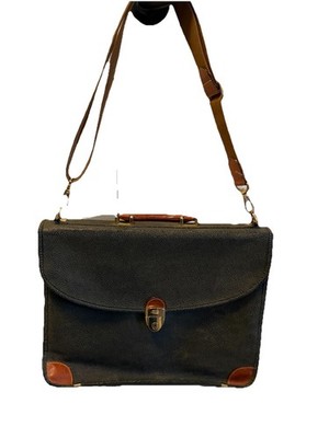 BRIC S Brown Leather Trimmed Briefcase Messenger Work Bag Made in Italy