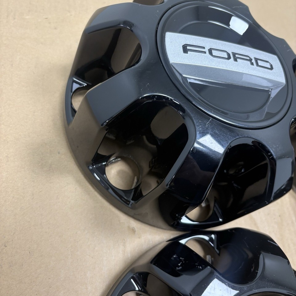 SET (4) CENTER CAPS FORD F-250 F-350 SRW 2017-2025 OEM BLACK HC3C1-A096 ...