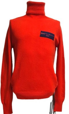 Schöner heller Pullover mit Logo Battlecry1975 orange 100% reine Wolle Größe ...