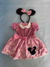 Minnie Mouse Disney Halloween Costume Dress w/ Headband Ears Size 12-24 Months