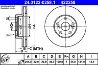2X ATE Bremsscheibe 24.0122-0258.1 FüR Prius Toyota Liftback Hybrid NHW20_