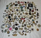 Vintage Brooch Lot Huge Antique Bird Flower Enamel Costume Jewelry Rhinestone