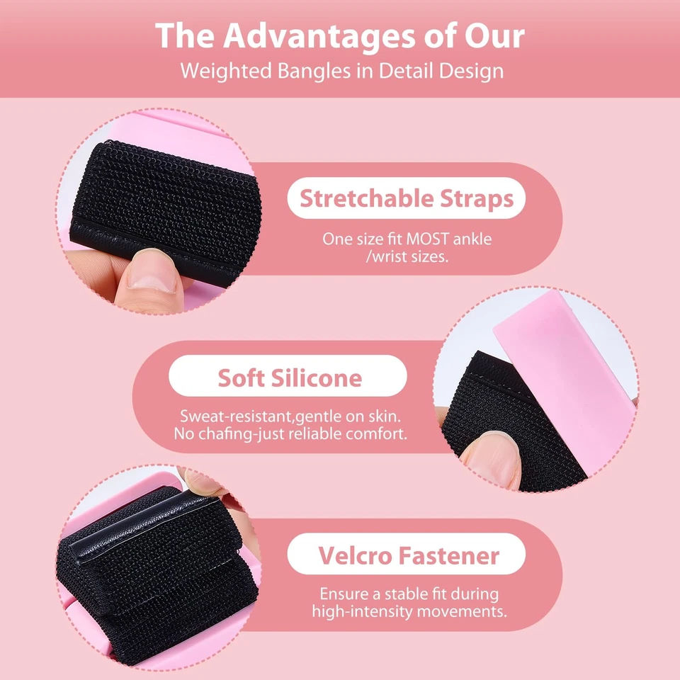 Pesas de muñeca y tobillo Pilates para mujer - Brazaletes con peso ajustable para M... Foto 4 de 4