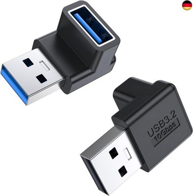 MOGOOD 90 Grad USB 3.2 Adapter 10Gbps, 2 Pack, Up und Down Winkel USB A