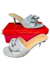 Rampage Women's Aubrie Chain Kitten Heel Sandals Blue