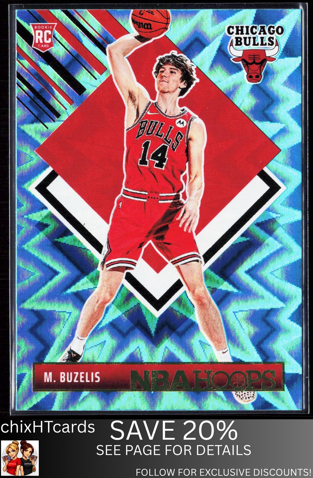 Matas Buzelis 2024-25 Hoops Teal Explosion #295 Chicago Bulls