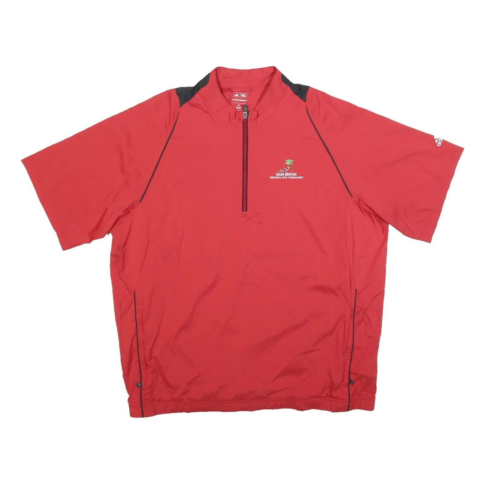 ADIDAS Mens Red Golf Track Zip Jacket XL Polyester Blend Plain Lightweight