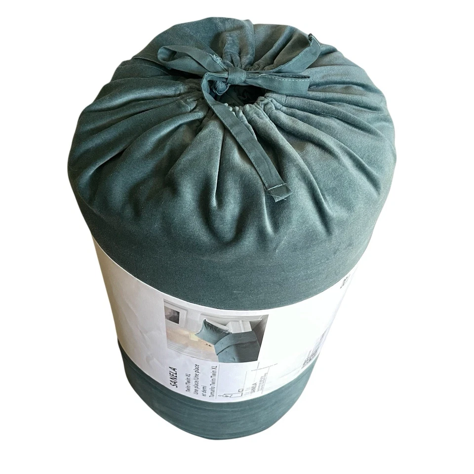 IKEA SANELA Twin Twin XL Comforter Set Turquoise Soft Velvet Cotton Easy Care - Image 4 of 4