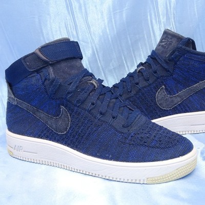 NIKE AIR FORCE 1 ULTRA FLYKNIT HI SNEAKER MID GR 41 HERREN SCHUHE BLAU LUNAR TOP