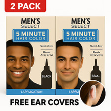 2X Pack Mens Select Hair Color Dye Black or Dark Brown 5 Minute Gel Men Coloring